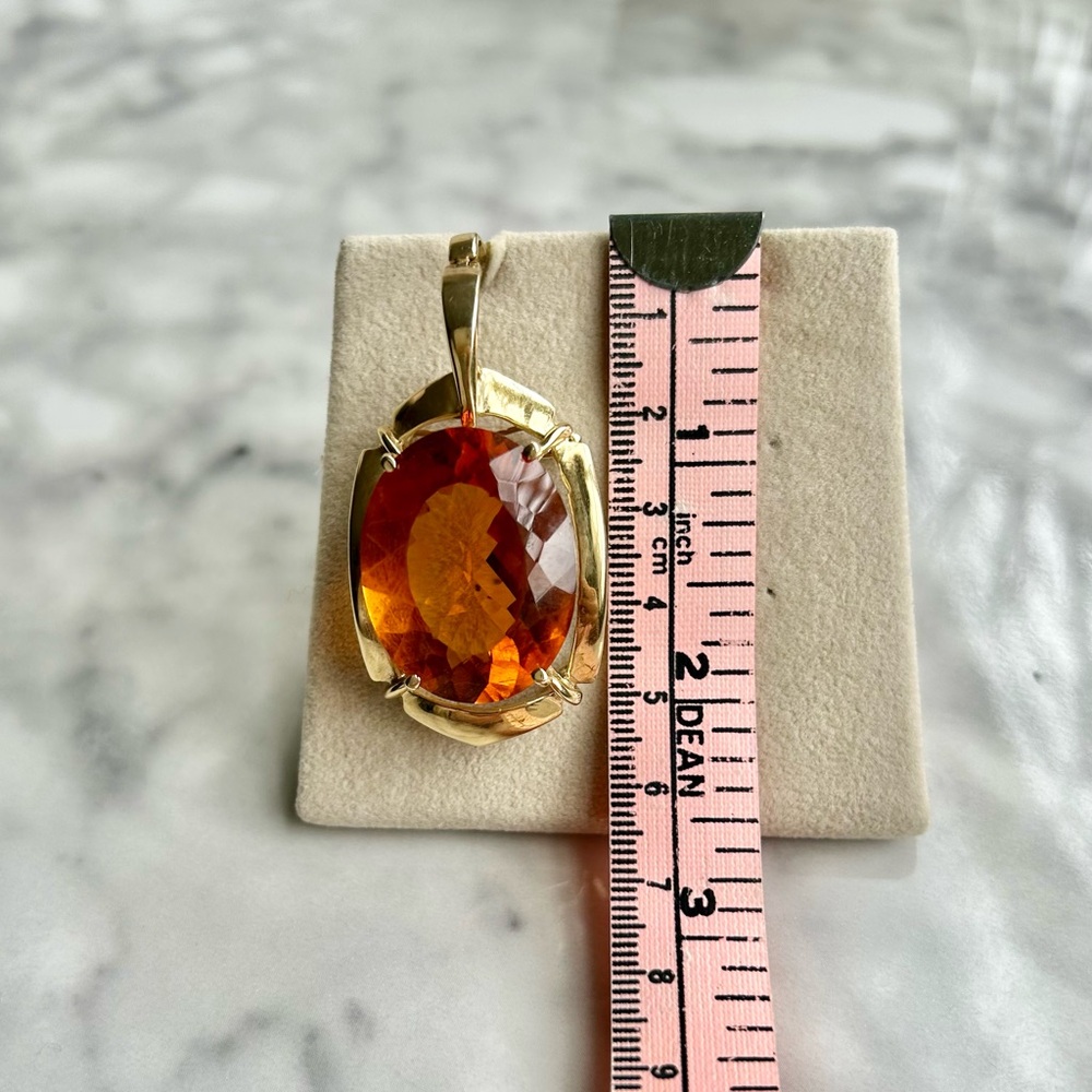 Exquisite Oversized Madeira Citrine 14K Gold Enhancer Pendant - Picture 4 of 15